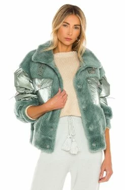 Isla Teddy Faux Fur Jacket Khaki