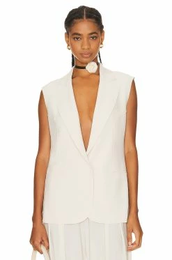 Norma Kamali Sleeveless Single Breasted Jacket Bone