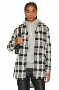 Steve Madden Eldridge Shirt Jacket Black Plaid