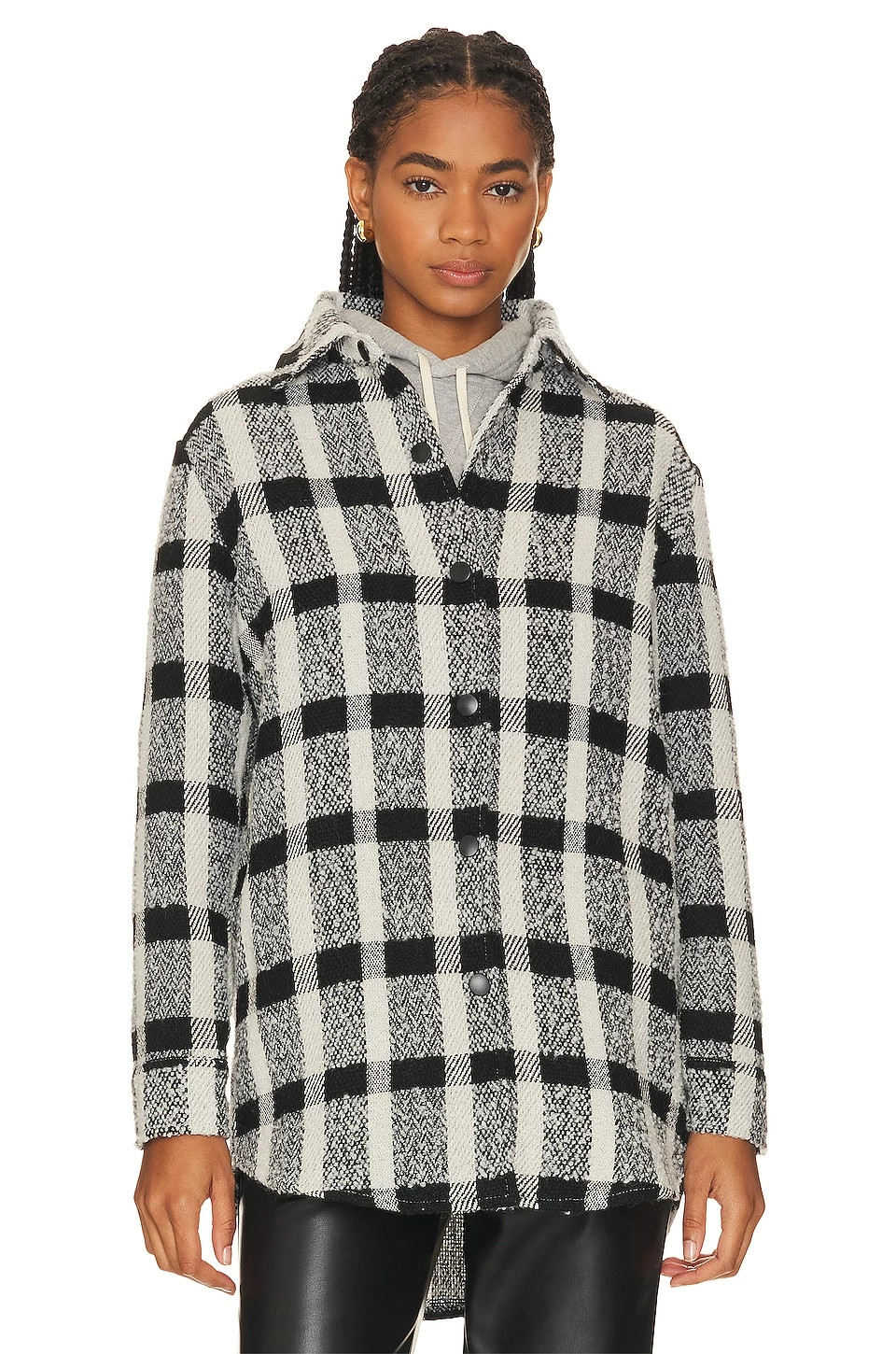 Steve Madden Eldridge Shirt Jacket Black Plaid - Image 2