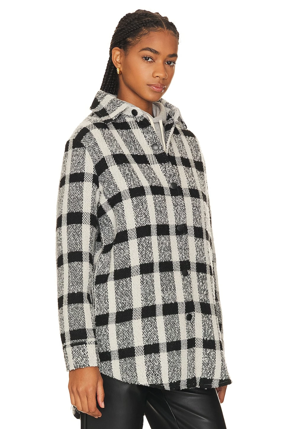 Steve Madden Eldridge Shirt Jacket Black Plaid - Image 3