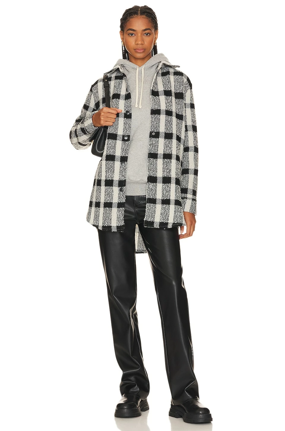 Steve Madden Eldridge Shirt Jacket Black Plaid - Image 5