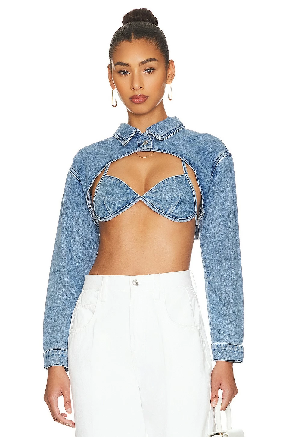 Demi Crop Jacket Set Blue Wash