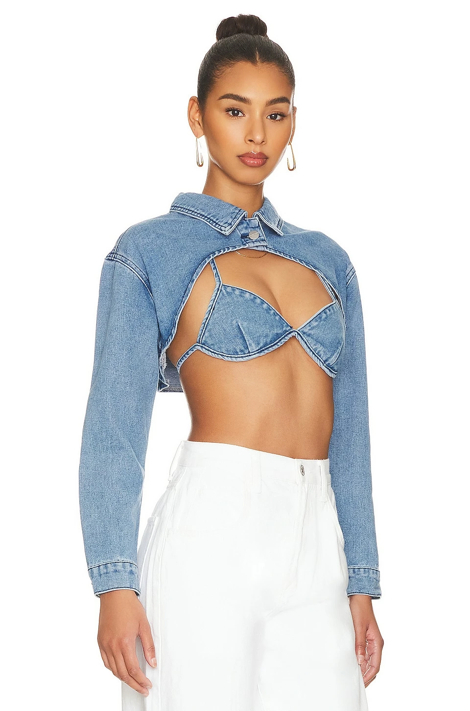 Demi Crop Jacket Set Blue Wash - Image 3